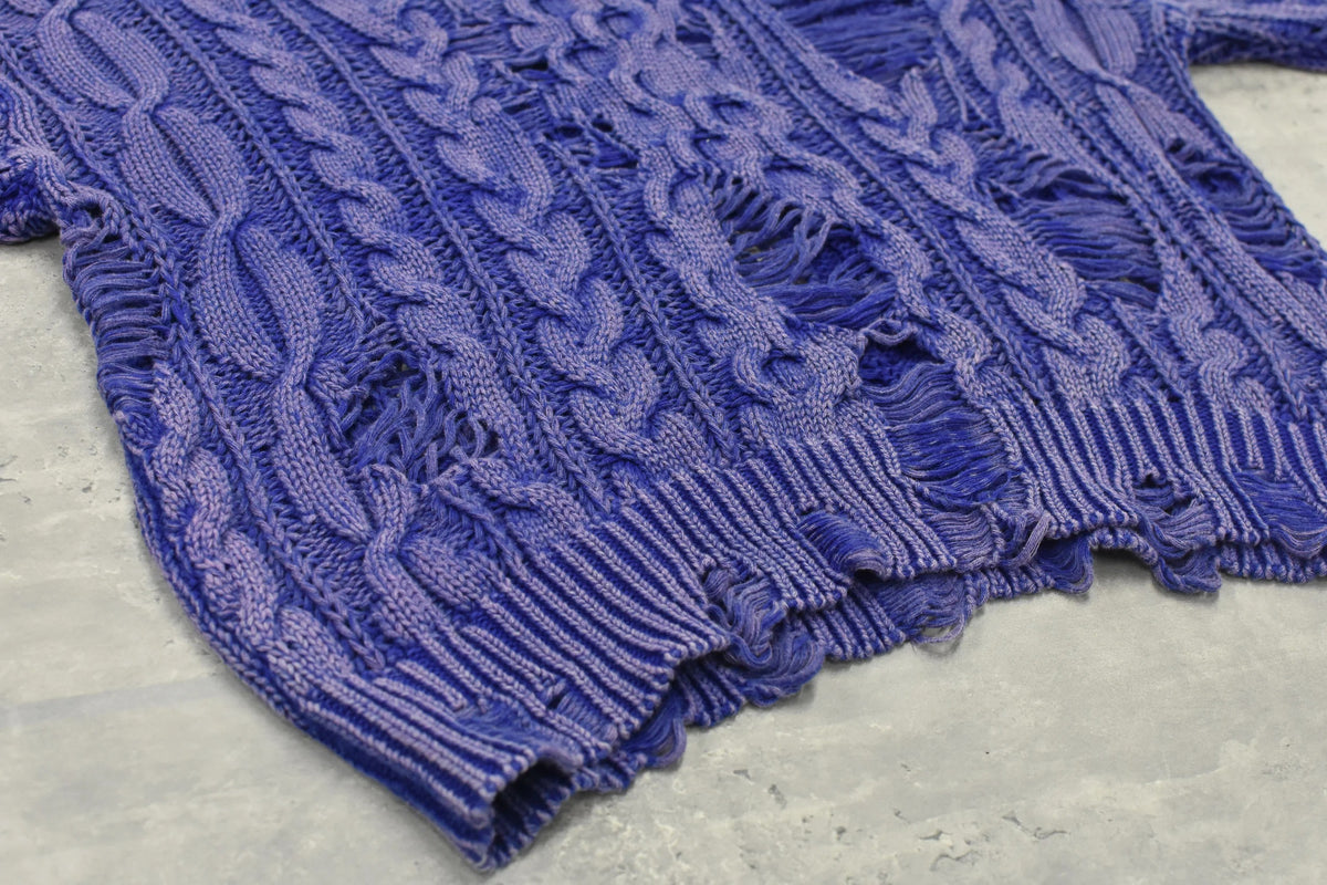 【New Rose】 Rope Knitting Pigment Destroy Pullover