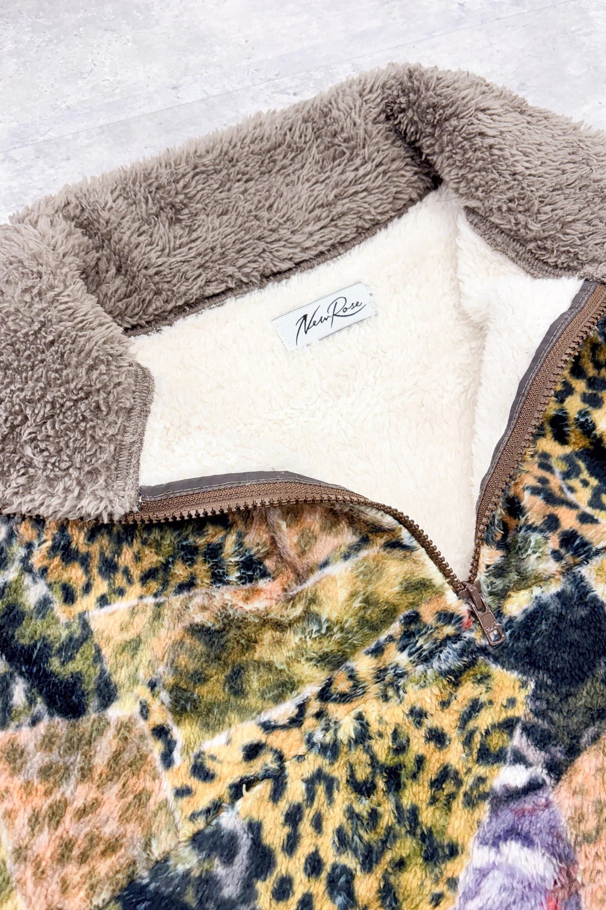 【New Rose】 FLEECE HALF ZIP UP BLOUSON / all-over print