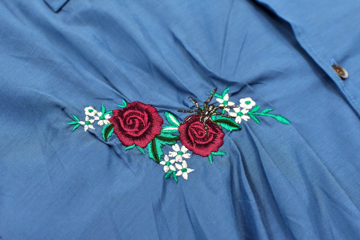 【New Rose】 Embroidery Wrinklework Shirt