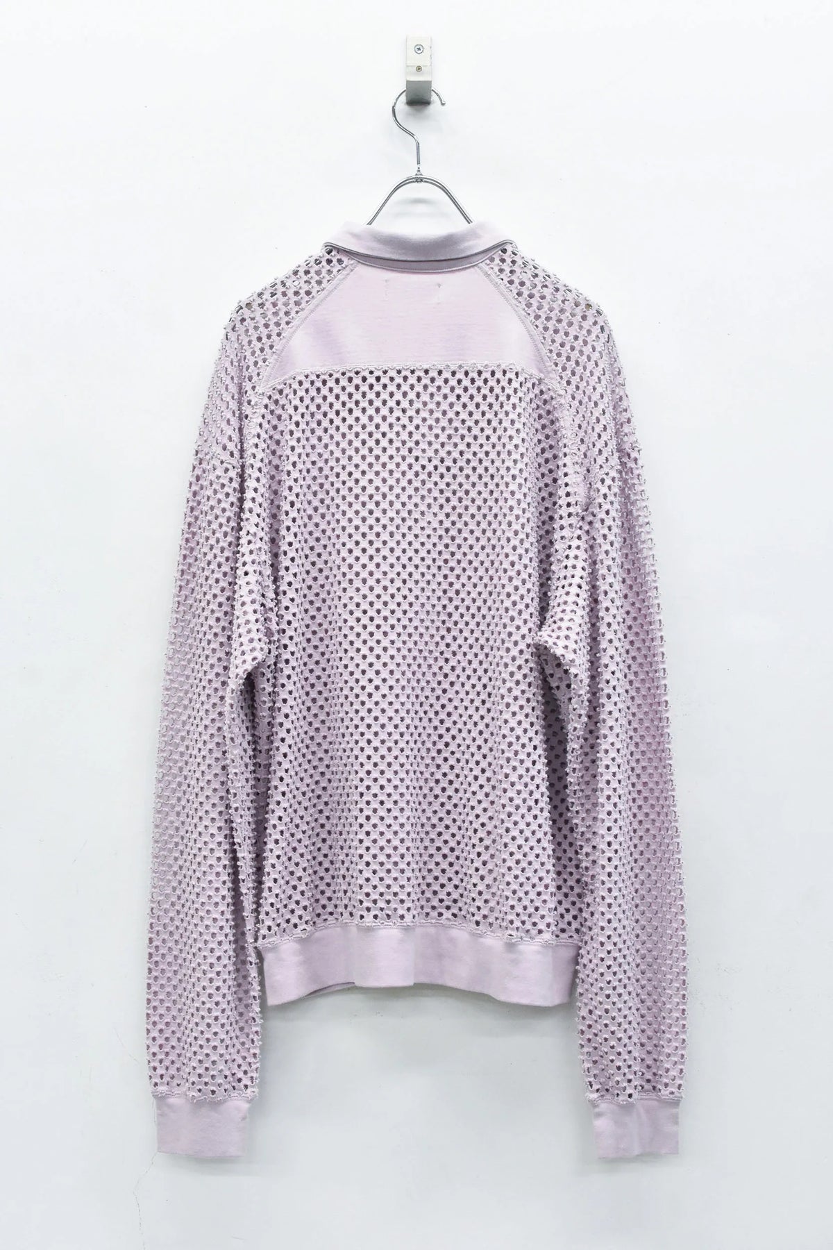 【New Rose】 Punched Fabric Long-sleeved Polo Shirt