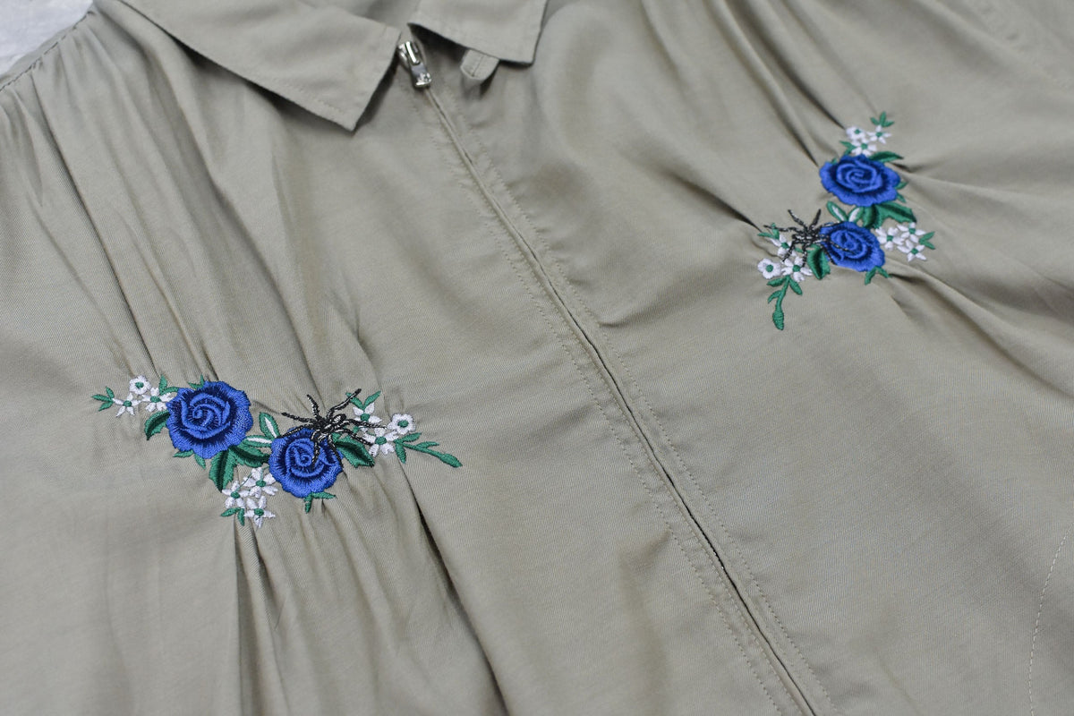 【New Rose】 Embroidery Wrinklework Blouson