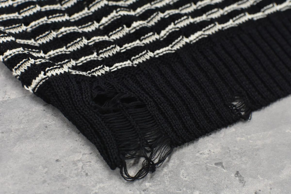 【New Rose】 Links Knitting Destroy Pullover
