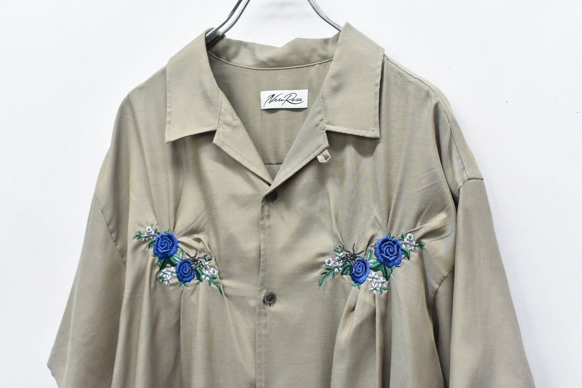 【New Rose】 Embroidery Wrinklework Shirt