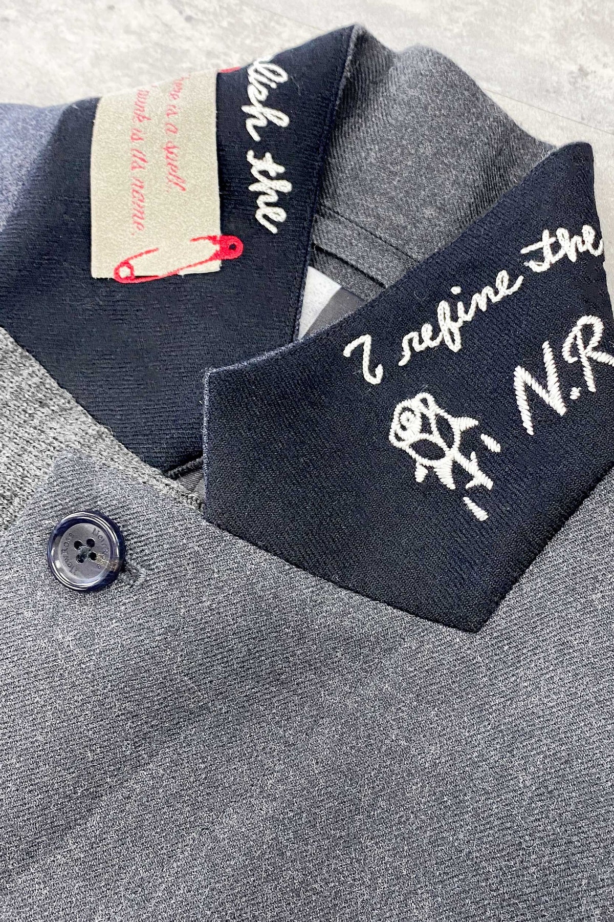 【New Rose】 WOOL SERGE ASYMMETRY LAPEL JK / Lining all-over print