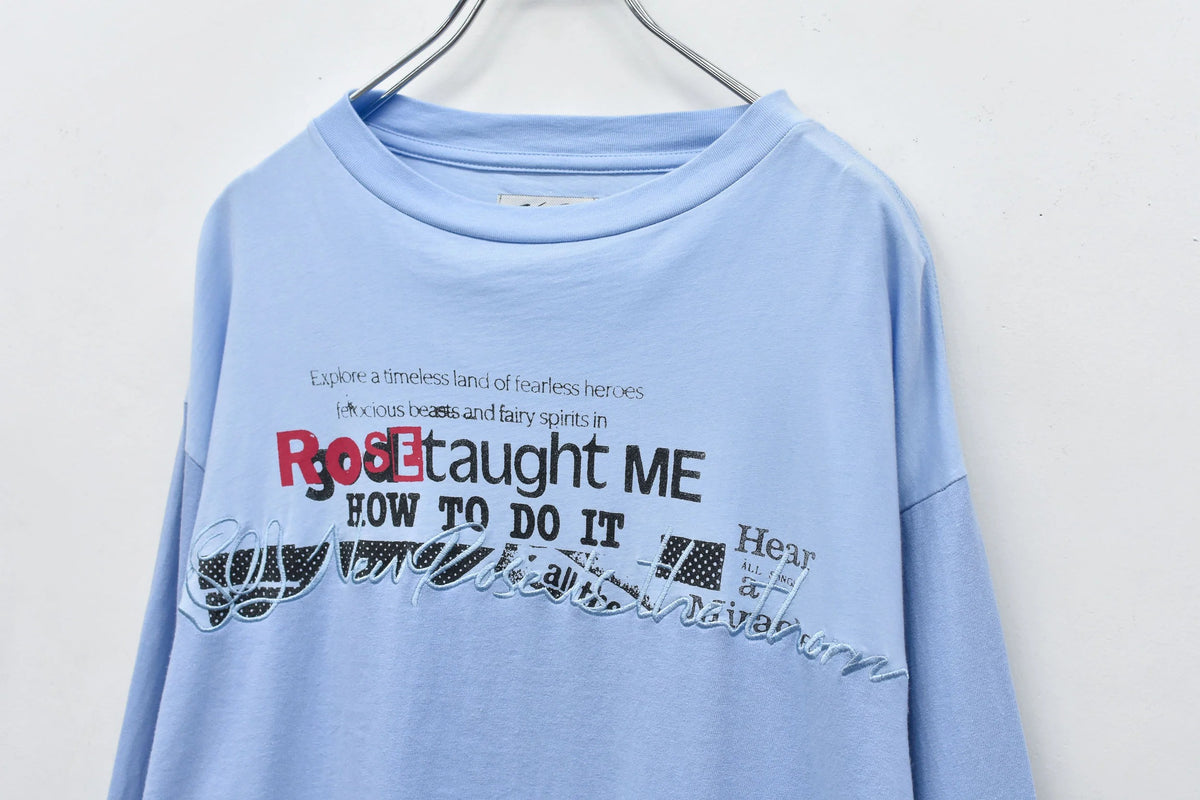 【New Rose】 Letter Embroidery Long Sleeve Shirt