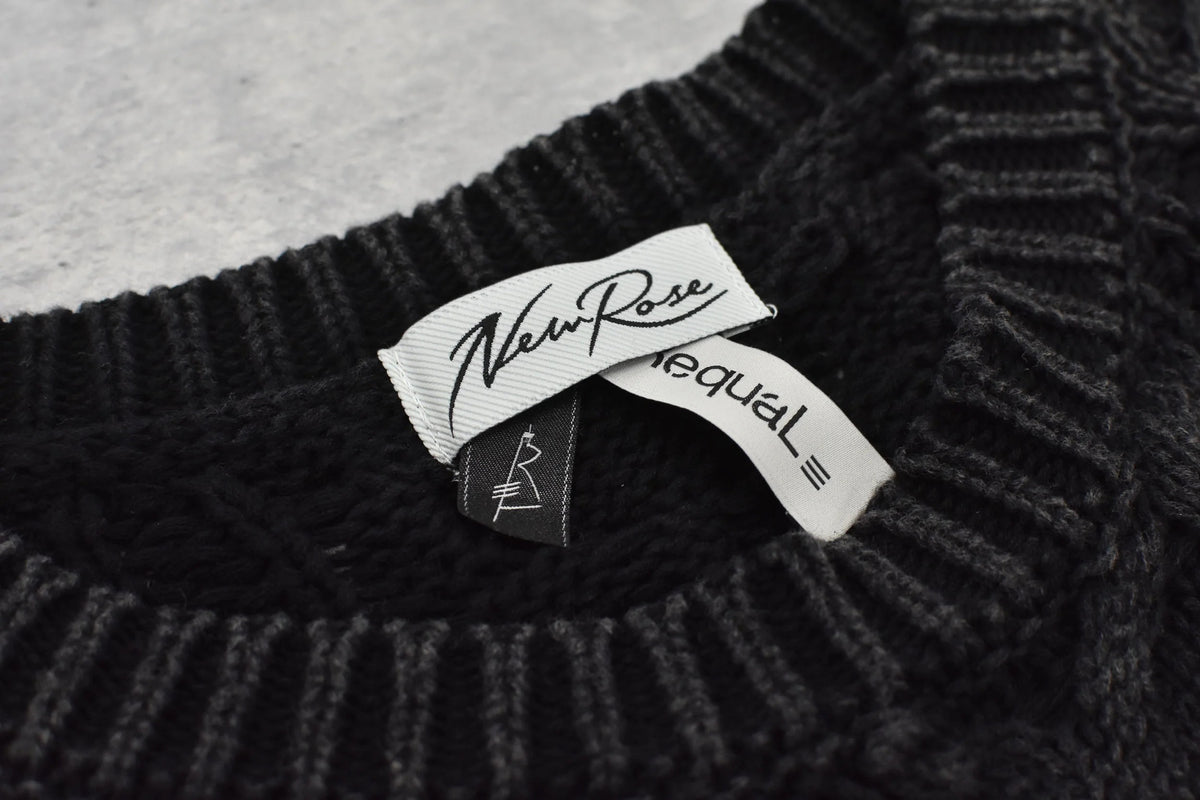 【New Rose】 Rope Knitting Pigment Destroy Pullover