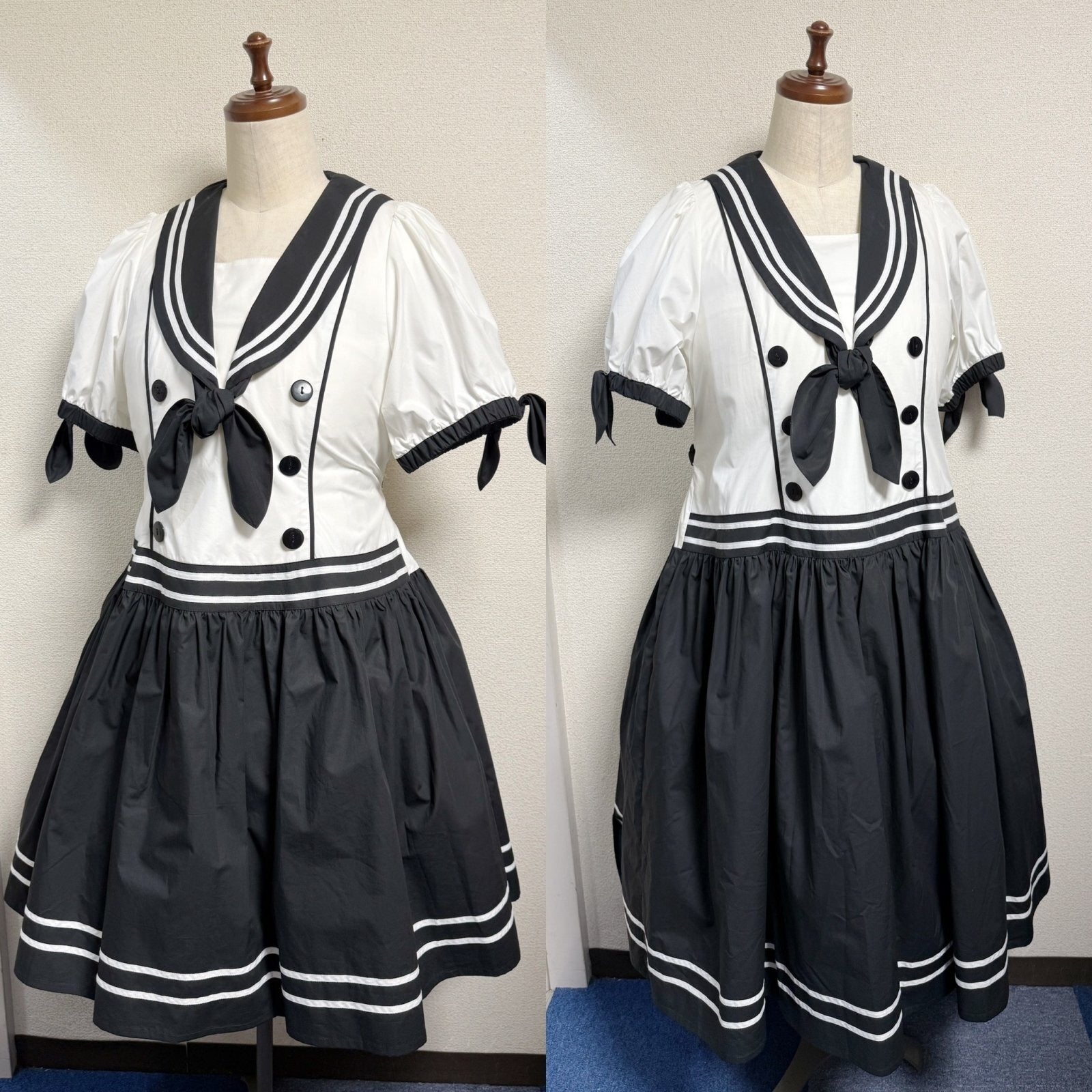 【Physical Drop】フィジカルドロップ ノスタルジックセーラーワンピース【プラスサイズ・コンビ色・ノーマル丈】