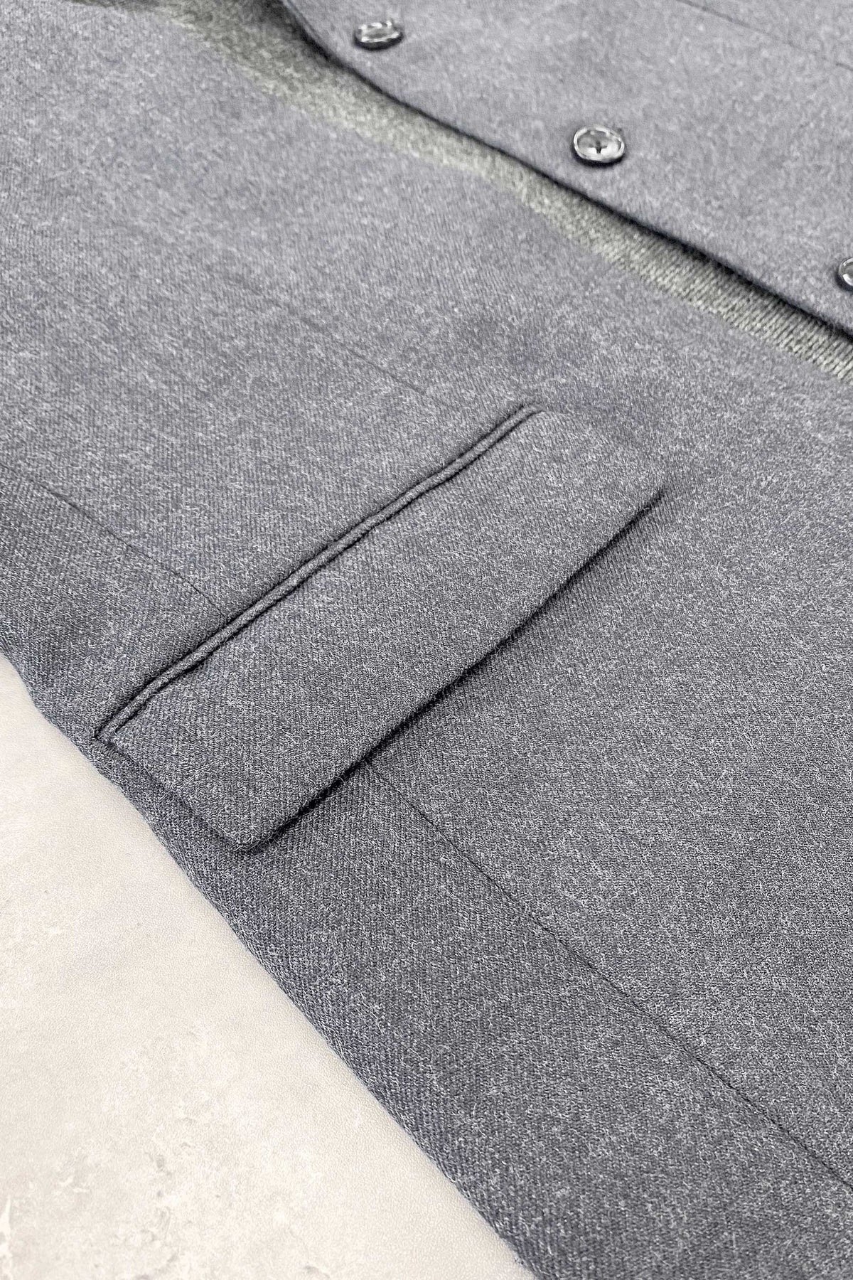 【New Rose】 WOOL SERGE ASYMMETRY LAPEL JK / Lining all-over print