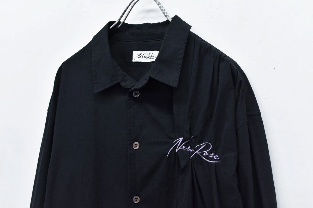 【New Rose】 Embroidery Wrinklework Long-sleeve Shirt