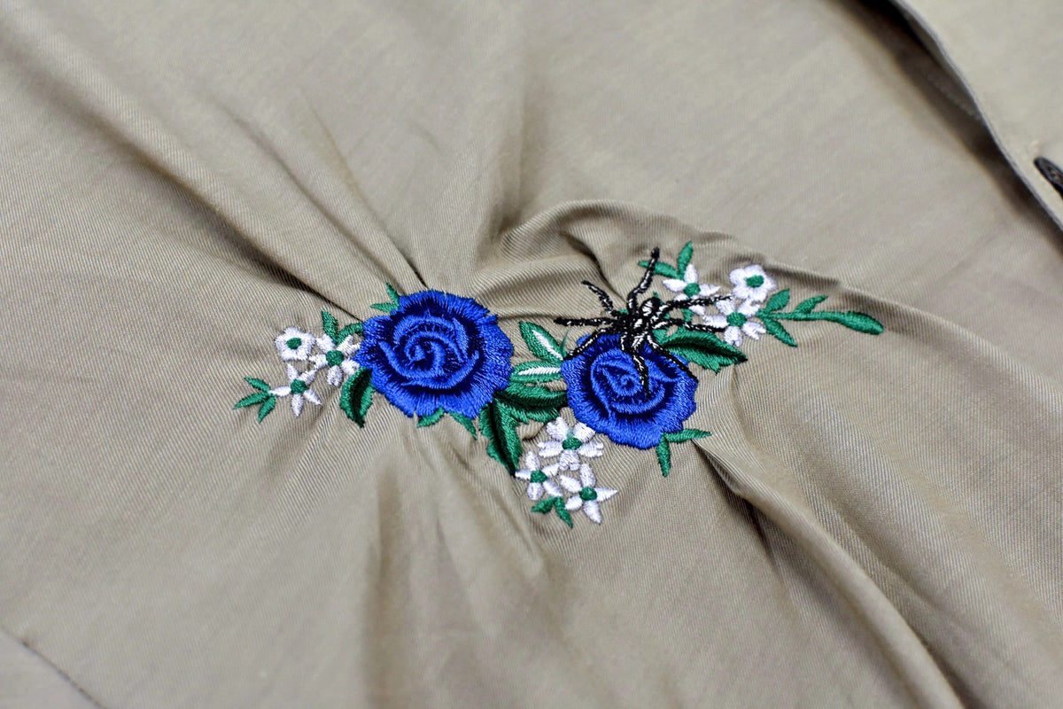 【New Rose】 Embroidery Wrinklework Shirt