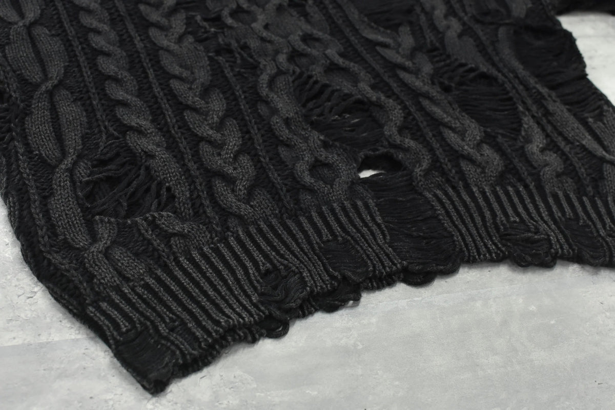 【New Rose】 Rope Knitting Pigment Destroy Pullover