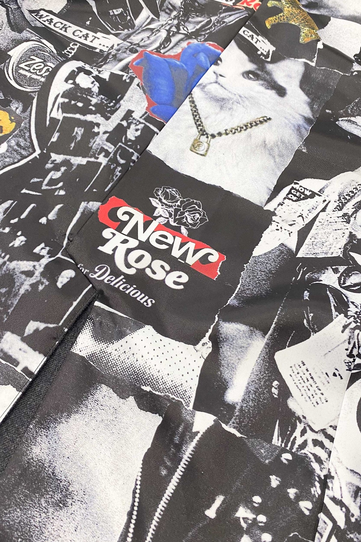 【New Rose】 WOOL SERGE ASYMMETRY LAPEL JK / Lining all-over print