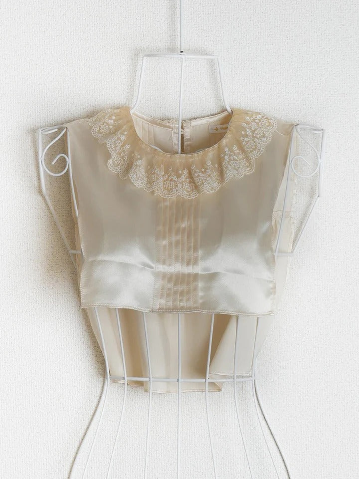 【Victorian maiden】ヴィクトリアンメイデン プルミエールサテンヨークカラー クリーム/ブラック