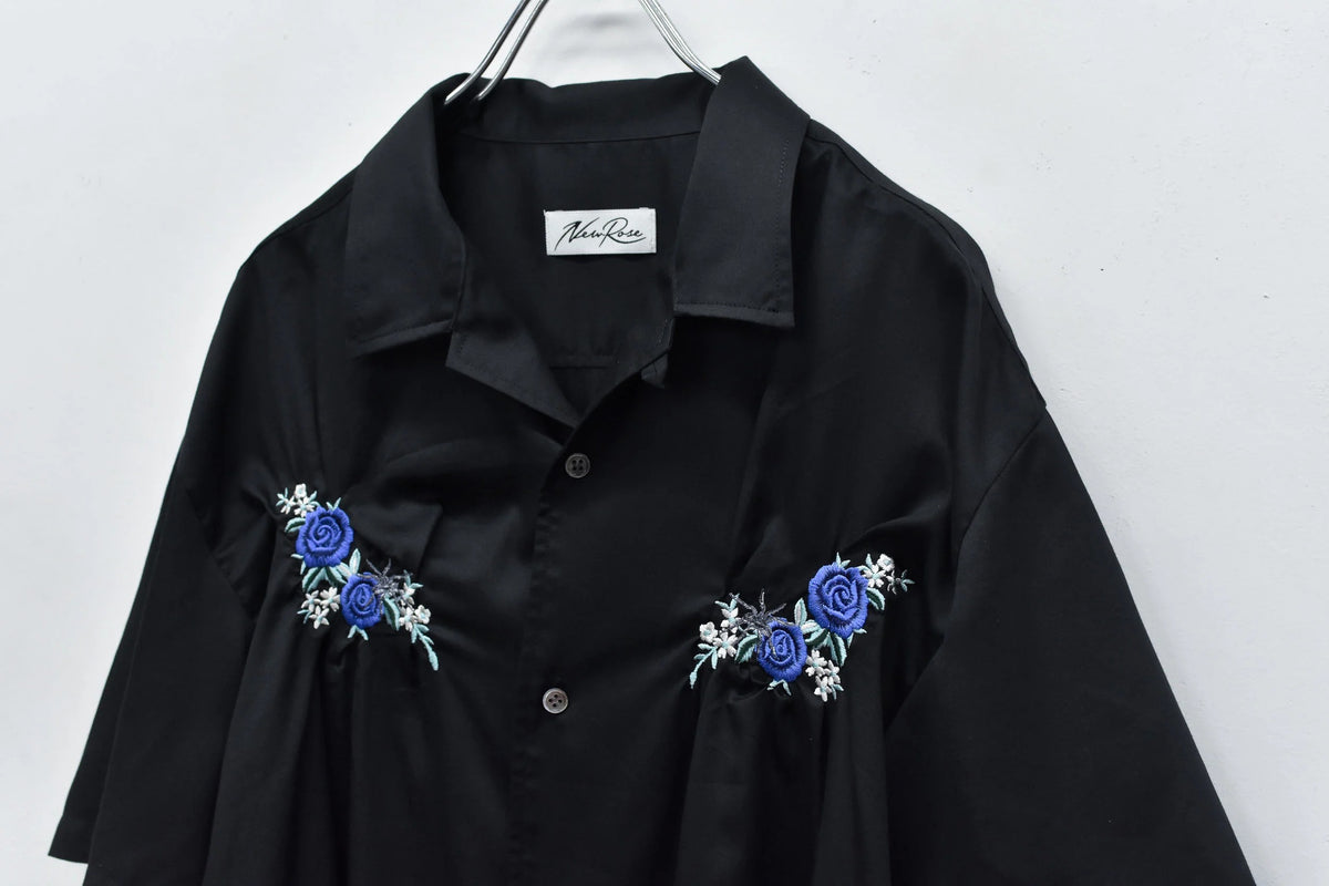 【New Rose】 Embroidery Wrinklework Shirt