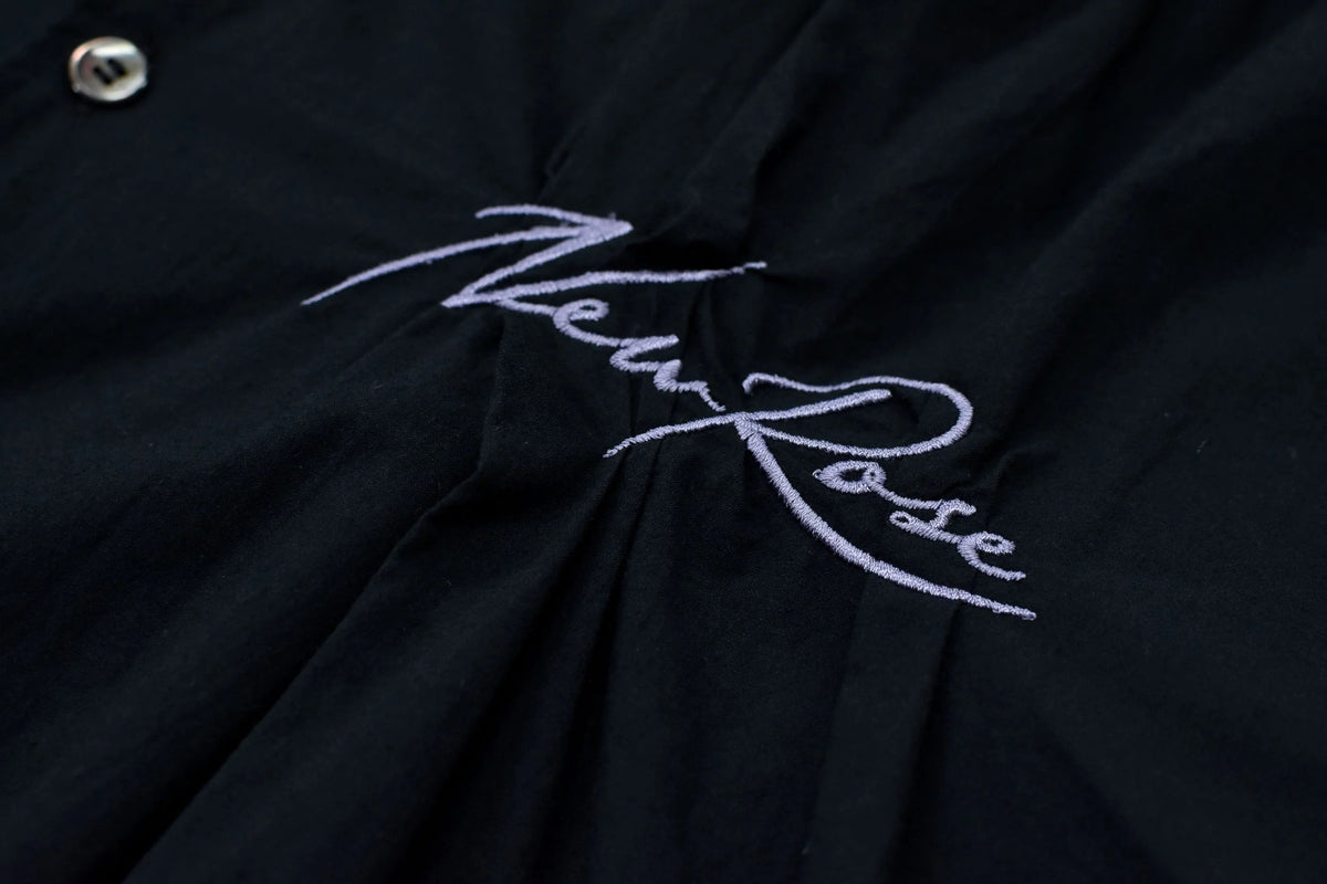 【New Rose】 Embroidery Wrinklework Long-sleeve Shirt