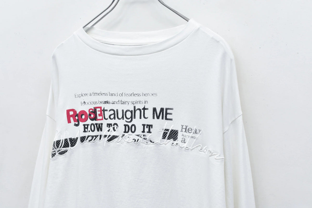 【New Rose】 Letter Embroidery Long Sleeve Shirt