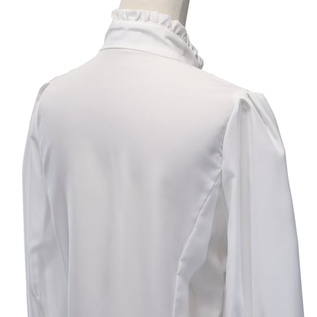 【Sheglit】シェグリット "Serena"タックブラウス ホワイト/ブラック MサイズLサイズ