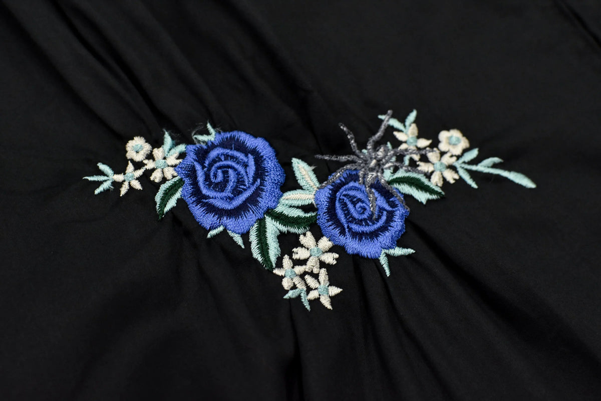 【New Rose】 Embroidery Wrinklework Blouson