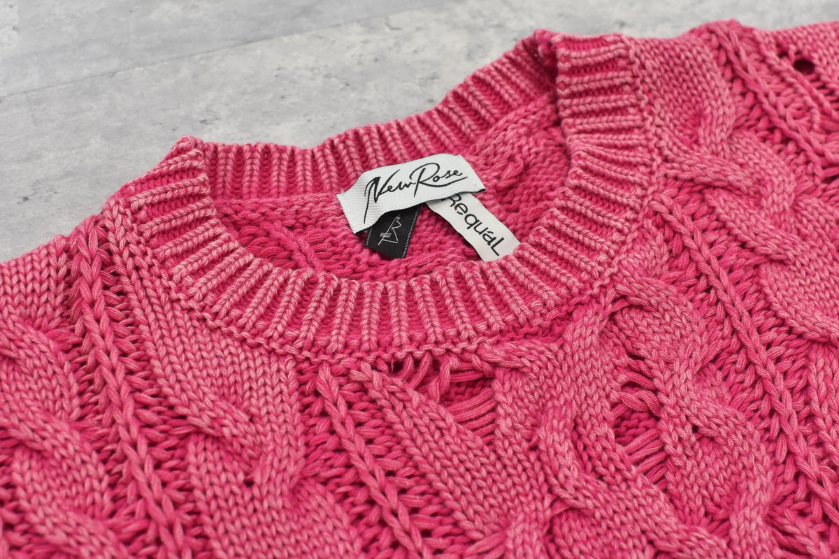 【New Rose】 Rope Knitting Pigment Destroy Pullover