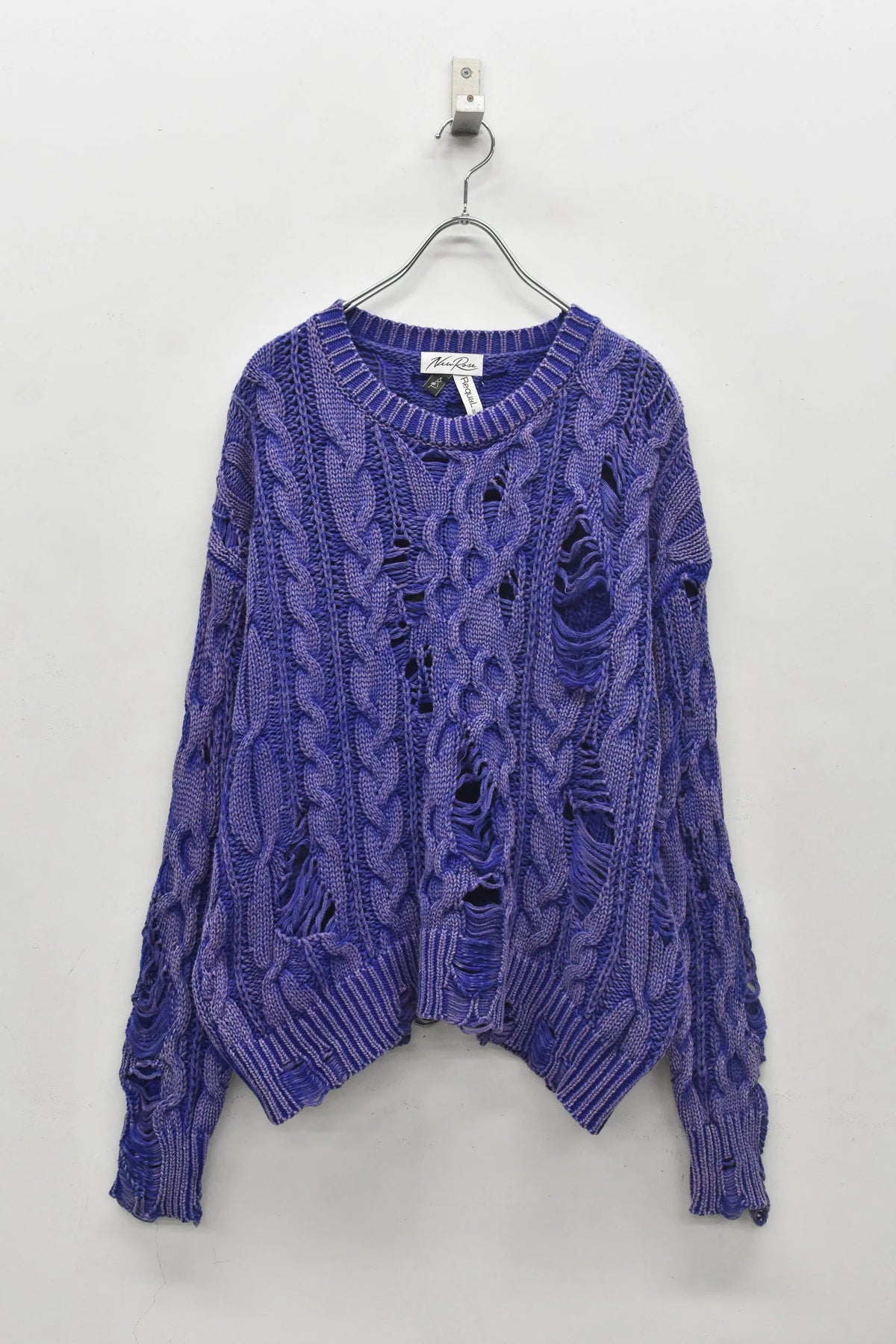 【New Rose】 Rope Knitting Pigment Destroy Pullover