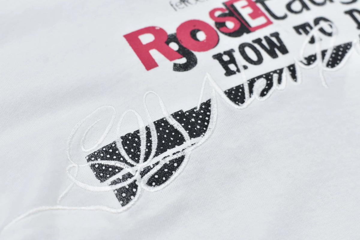 【New Rose】 Letter Embroidery Long Sleeve Shirt