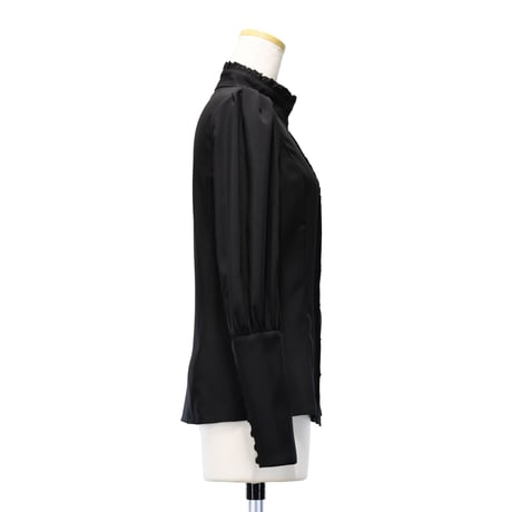 【Sheglit】シェグリット "Serena"タックブラウス ホワイト/ブラック MサイズLサイズ