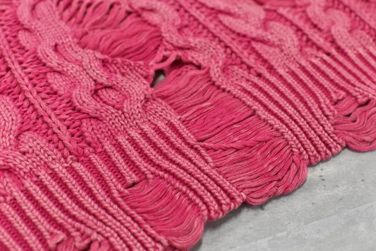 【New Rose】 Rope Knitting Pigment Destroy Pullover