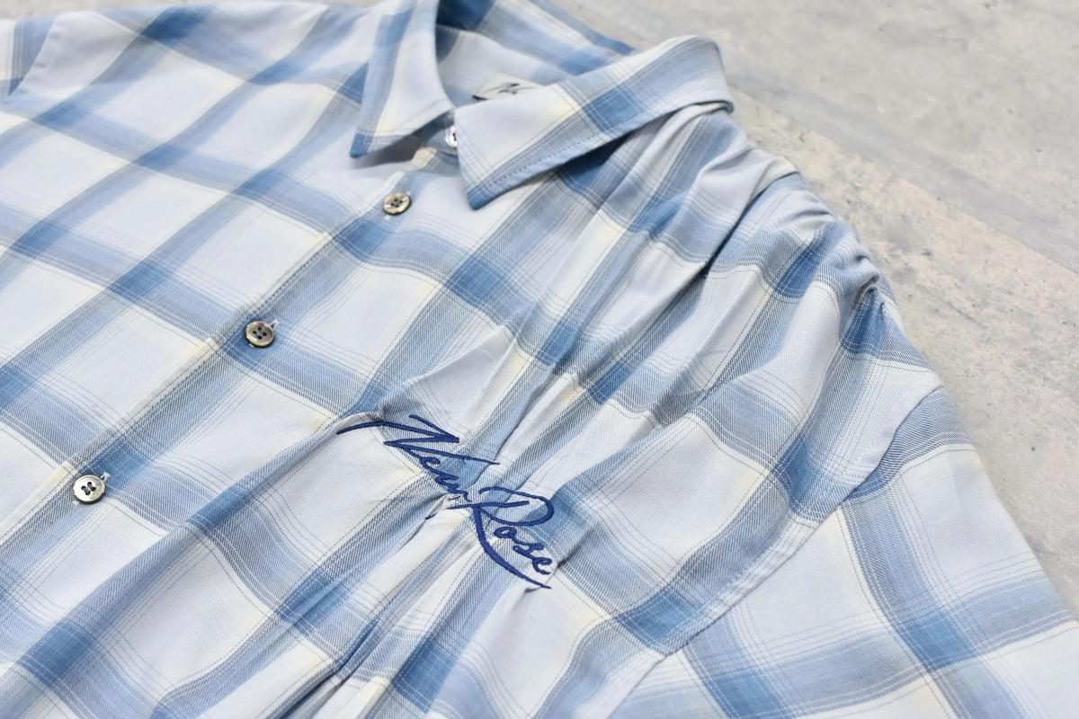 【New Rose】 Embroidery Wrinklework Long-sleeve Shirt
