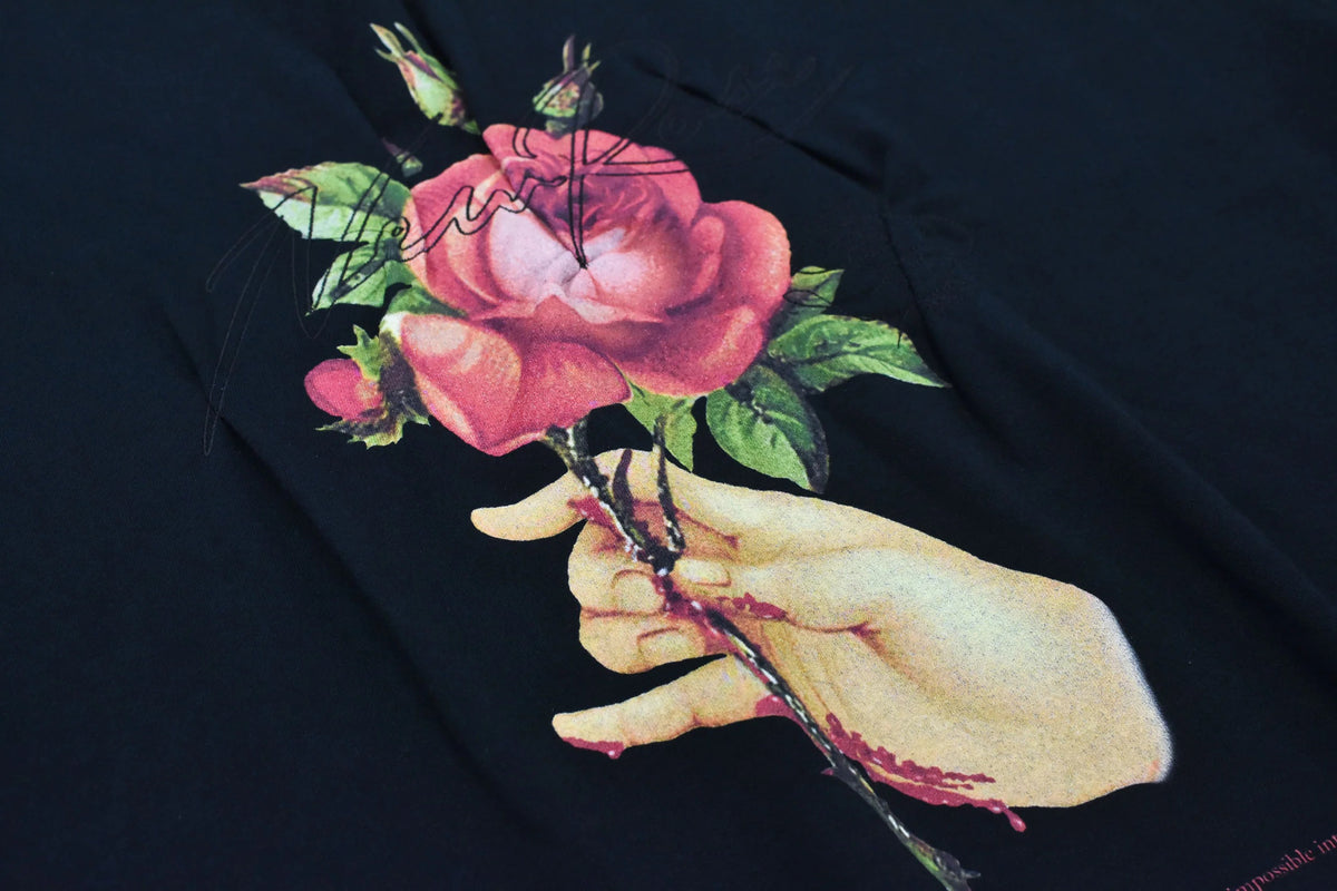 【New Rose】 Embroidery Wrinklework Sweatshirt / print