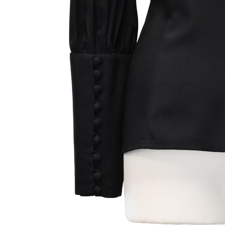 【Sheglit】シェグリット "Serena"タックブラウス ホワイト/ブラック MサイズLサイズ