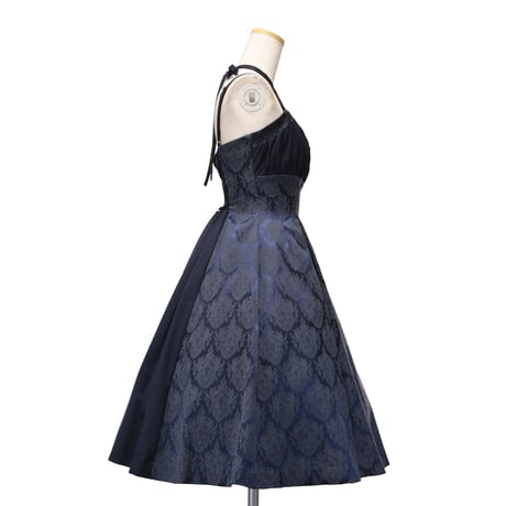 【Sheglit】シェグリット "Victorian"クロスストラップワンピース ネイビー/ブラック