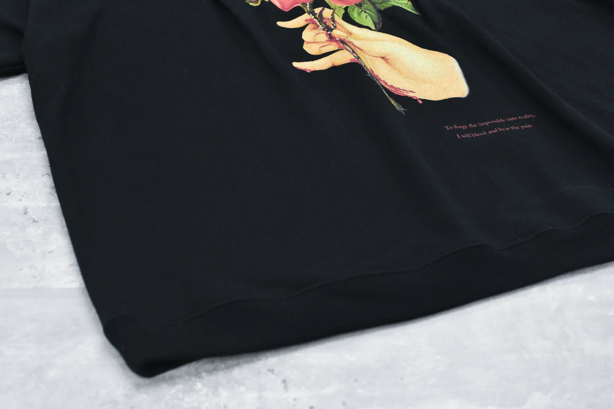 【New Rose】 Embroidery Wrinklework Sweatshirt / print