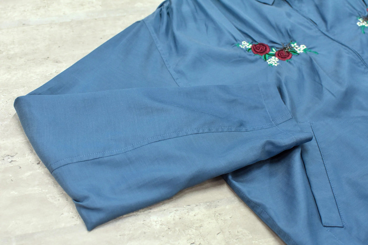 【New Rose】 Embroidery Wrinklework Blouson