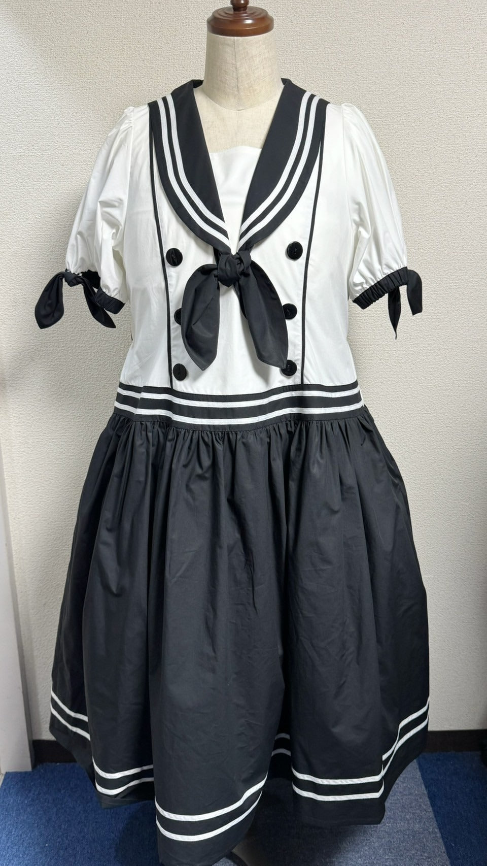 【Physical Drop】フィジカルドロップ ノスタルジックセーラーワンピース【プラスサイズ・コンビ色・ノーマル丈】