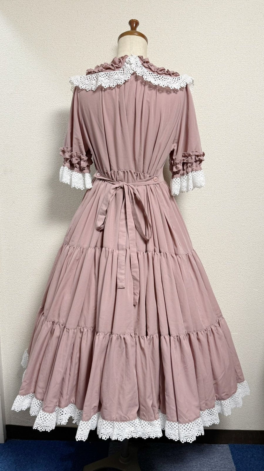 【Physical Drop】フィジカルドロップ レース衿付きティアードOP【ピンク】