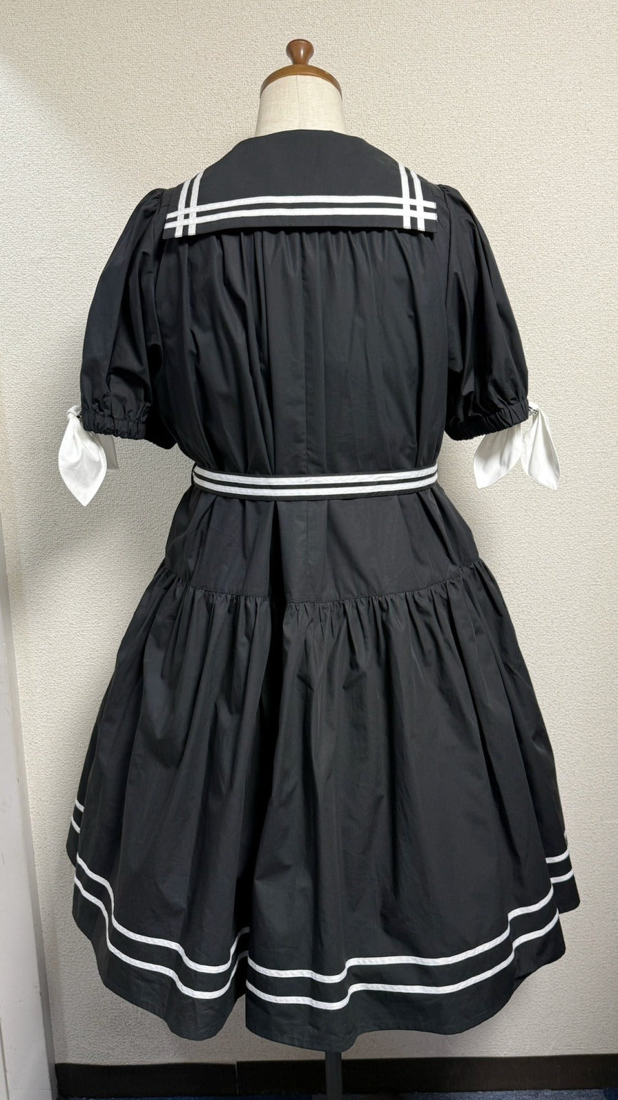 【Physical Drop】フィジカルドロップ ノスタルジックセーラーワンピース【プラスサイズサイズ・黒・ノーマル丈】