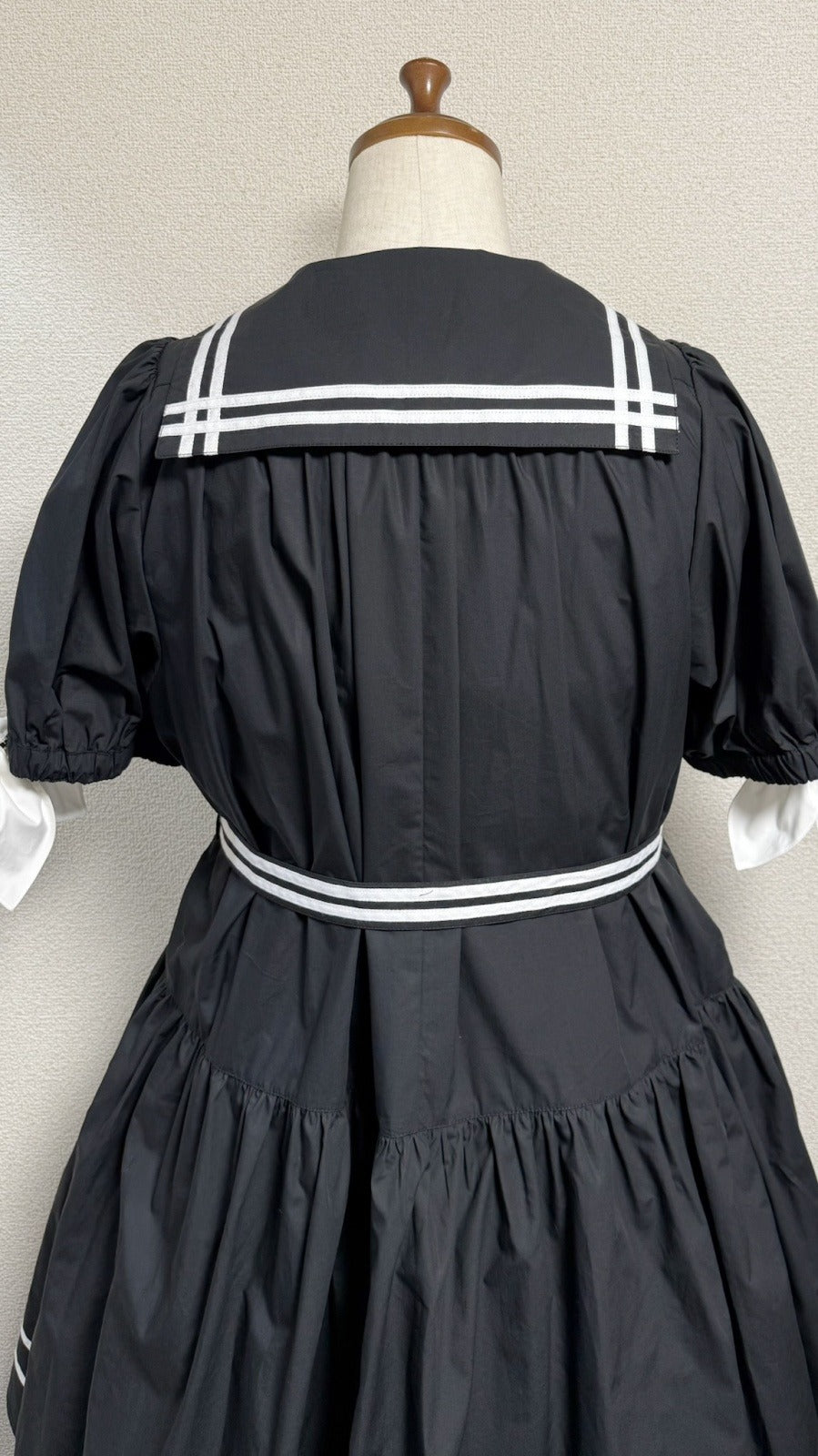 【Physical Drop】フィジカルドロップ ノスタルジックセーラーワンピース【プラスサイズサイズ・黒・ノーマル丈】