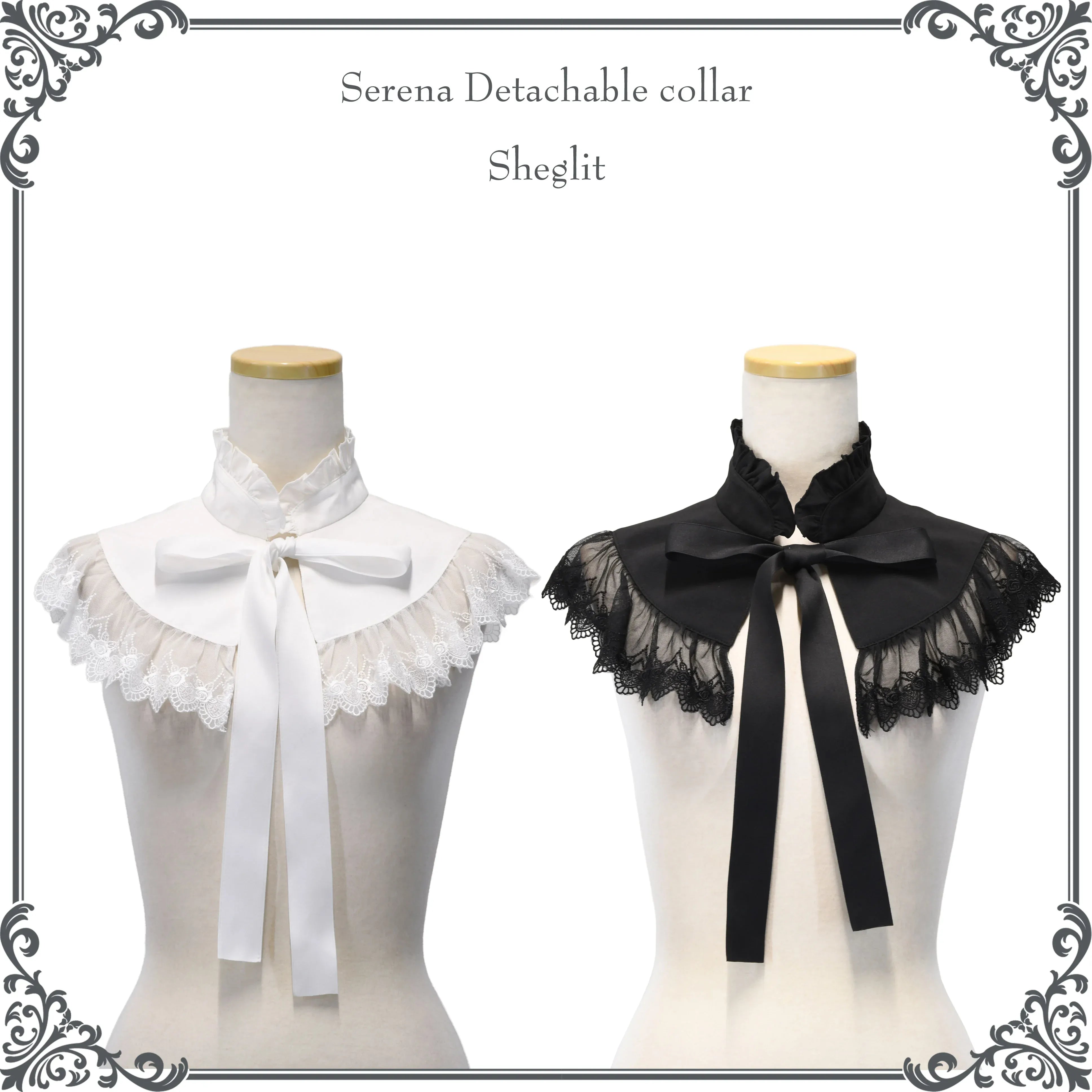 【Sheglit】シェグリット Serena Detachable Collar ホワイト/ ブラック