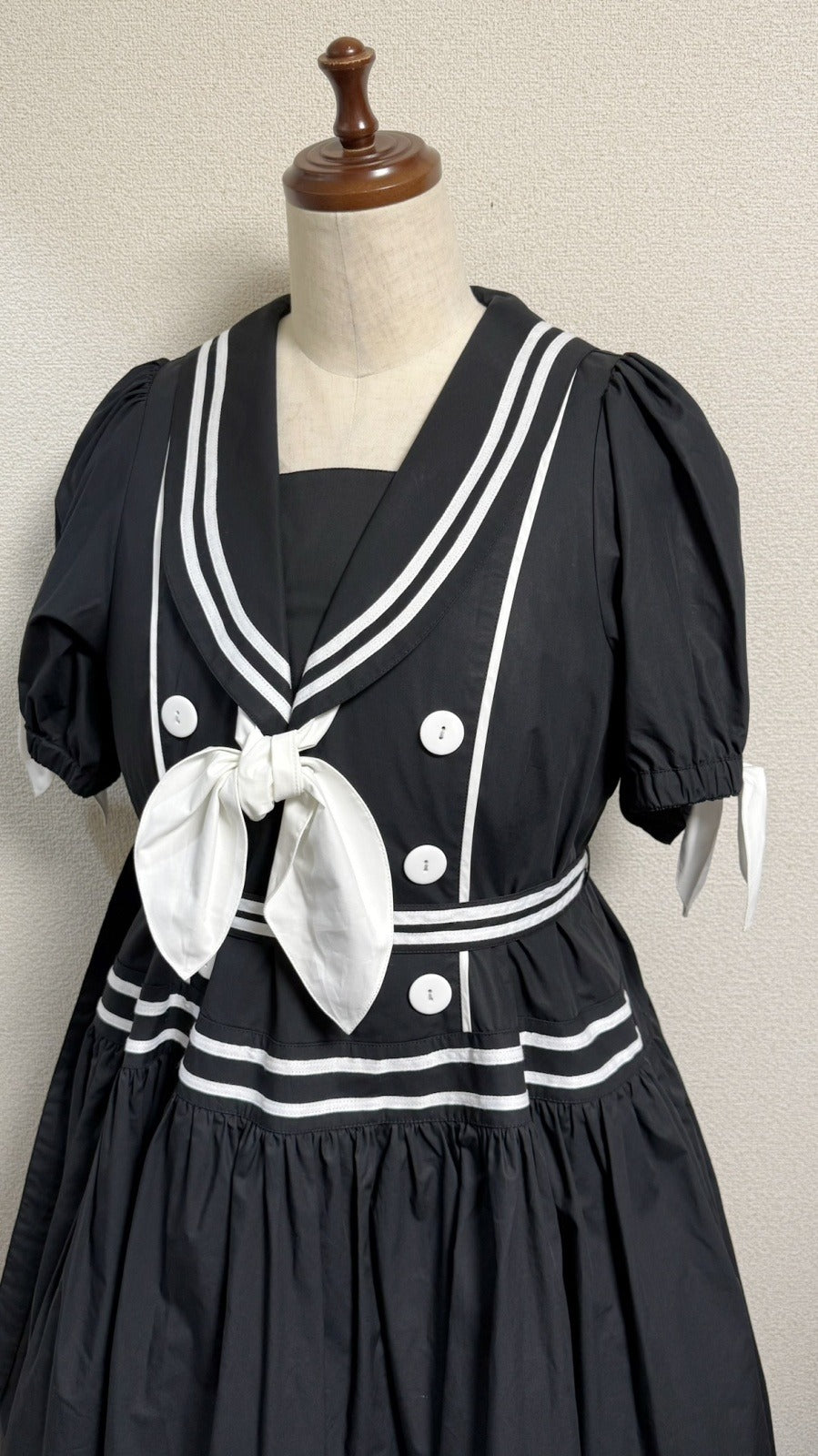 【Physical Drop】フィジカルドロップ ノスタルジックセーラーワンピース【プラスサイズサイズ・黒・ノーマル丈】