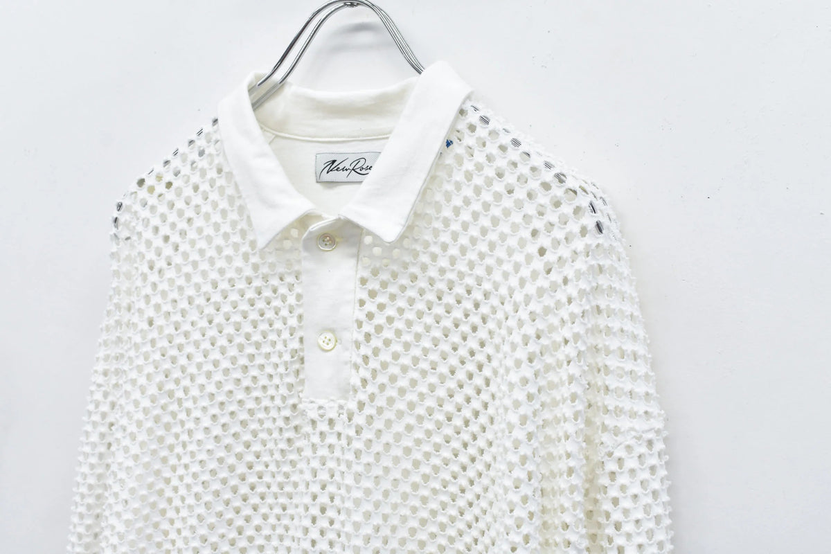 【New Rose】 Punched Fabric Long-sleeved Polo Shirt