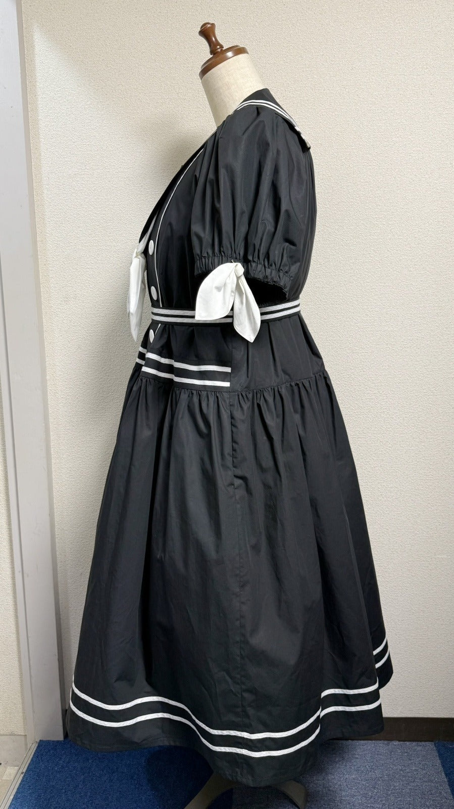 【Physical Drop】フィジカルドロップ ノスタルジックセーラーワンピース【プラスサイズサイズ・黒・ノーマル丈】