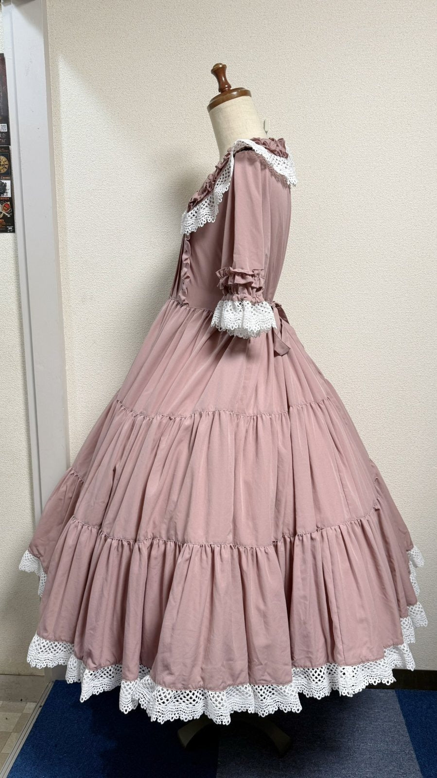 【Physical Drop】フィジカルドロップ レース衿付きティアードOP【ピンク】