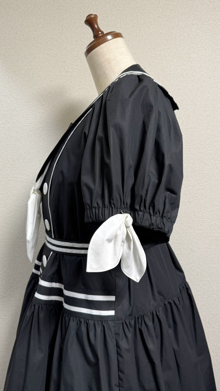 【Physical Drop】フィジカルドロップ ノスタルジックセーラーワンピース【プラスサイズサイズ・黒・ノーマル丈】