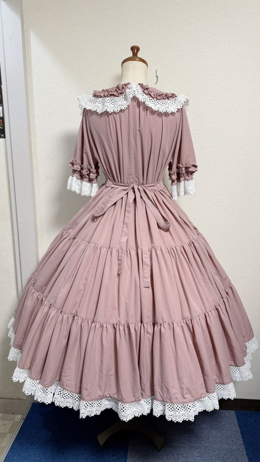 【Physical Drop】フィジカルドロップ レース衿付きティアードOP【ピンク】