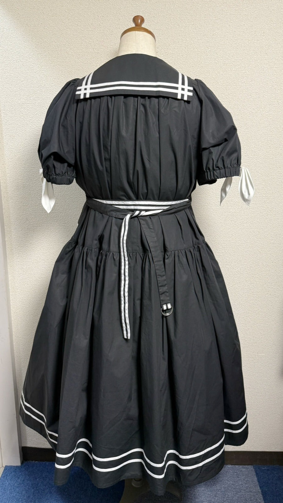 【Physical Drop】フィジカルドロップ ノスタルジックセーラーワンピース【プラスサイズサイズ・黒・ノーマル丈】