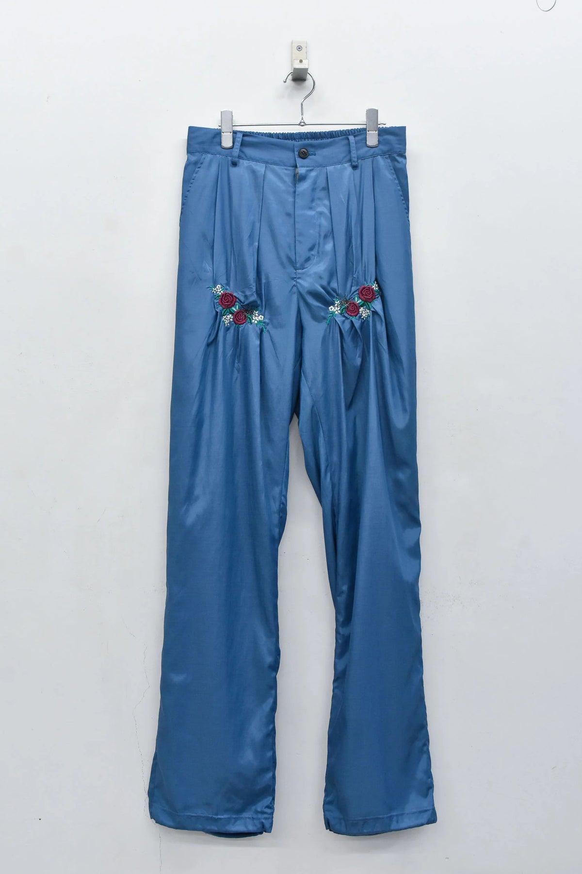 【New Rose】 Embroidery Wrinklework Tuck Pants