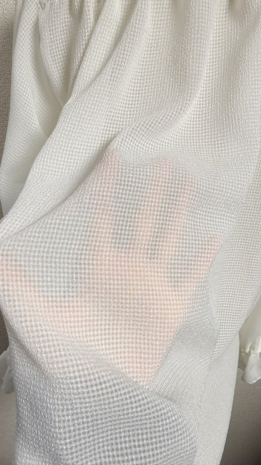 【Physical Drop】フィジカルドロップ スタンドカラーフリルブラウス【白・長袖】