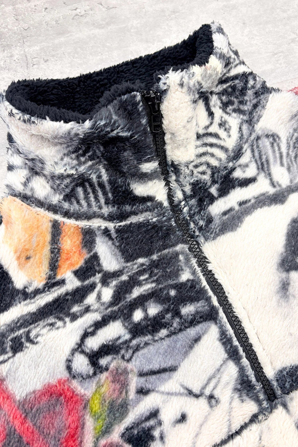 【New Rose】 FLEECE HALF ZIP UP BLOUSON / all-over print