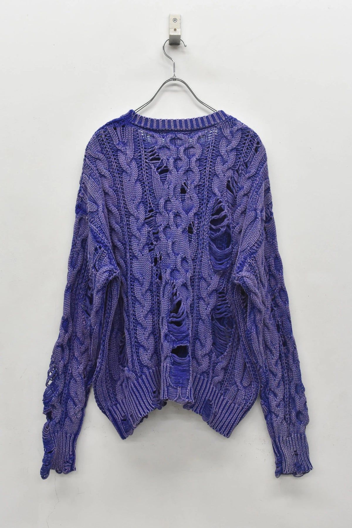 【New Rose】 Rope Knitting Pigment Destroy Pullover