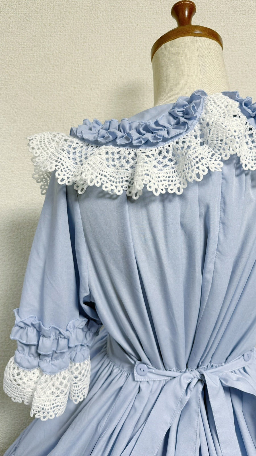 【Physical Drop】フィジカルドロップ レース衿付きティアードOP【水色】